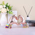 Pink heart and hand sculptures and statues, hand and heart sculptures home decor, heart and hand decor bohemian wedding