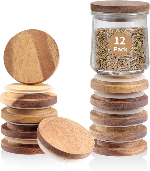 Oui Yogurt Jar Lids | 12 Pack Natural Wooden Lids for Oui