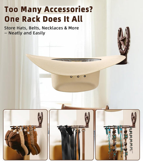 Closet Bedroom,4 Pack,Bronze Cowboy Hat Rack Wall Mount,Cowboy Hat Holder for Wall,Western Home Decor,Hat Organizer