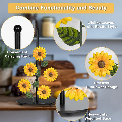 BESZONE Sets Countertop Country Counter Sunflower Paper Towel Holder Sunflower Kitchen Decor and Accessories Yellow