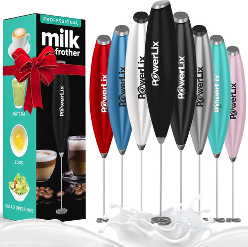 PowerLix Handheld Milk Frother, 19000 RPM Battery Operated Foam Maker for Coffee, Latte, Cappuccino