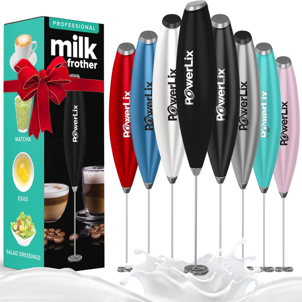 PowerLix Handheld Milk Frother, 19000 RPM Battery Operated Foam Maker for Coffee, Latte, Cappuccino