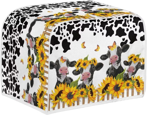 UNICEU Sunflower Farm Cow Animal 2 Slice Quilted Toaster Cover, Dustproof Kitchen Small Appliance Cover