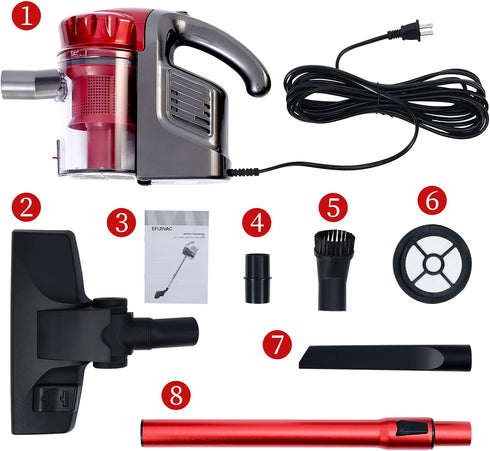 Corded Vacuum Cleaner with 17KPa Powerful Suction, 600W Motor, 4 in 1 Lightweight Handheld Stick Vacuum for Pet Hair,