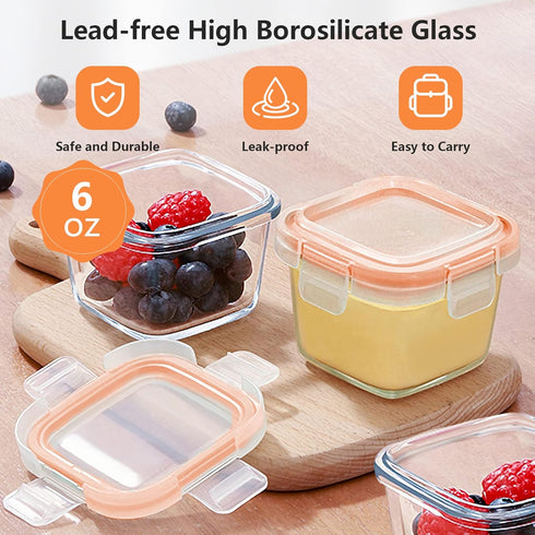 6oz 12-Pack Luvan Baby Food Storage Containers, Baby Food Jars with Lids LeakProof, Baby Food Containers Glass