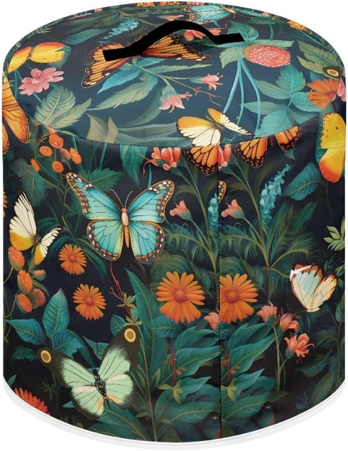 Flower Colorful Butterfly Grass Pressure Cooker Cover Dust-Proof Kitchen Appliance Cover Air Fryer Cover for 3 Quart Instant Pot with Top Handle and Pockets Washable
