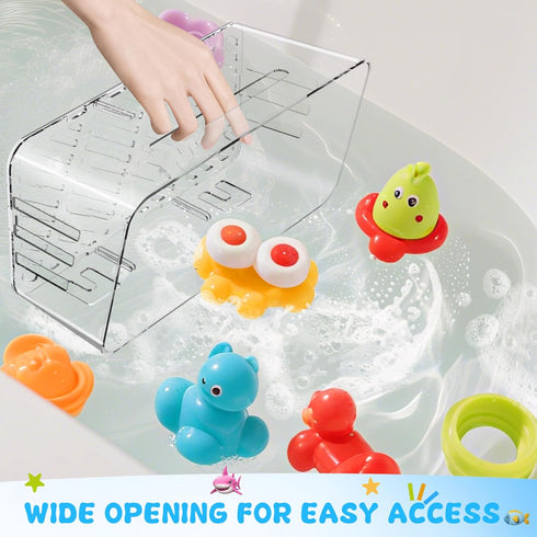 Lysam 2 Packs, 3 Bath Toy Storage Large Bath Toy Holder with Compartment, Quick Dry Bathtub Toy Organizer, Bath Tub Toy