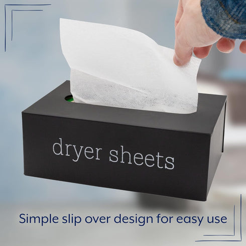AuldHome Farmhouse Dryer Sheet Dispenser (Black) - Enamelware Fabric Softener Sheet Holder for Countertop Laundry Room.