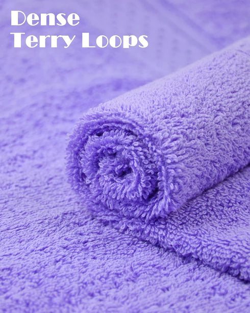 Cleanbear Wash Cloths - Large Cotton Facecloths, 6 Ultra-Soft Washcloths for Bathroom and Guestroom (Lavender)
