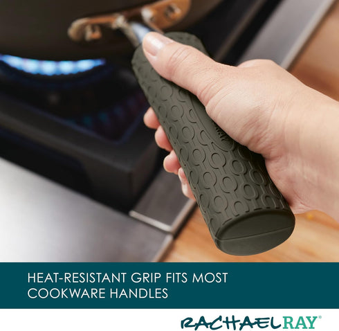 Rachael Ray Tools and Gadgets Silicone Handle/Holder Sleeve Set for Frying Pans, 3 Piece, Gray