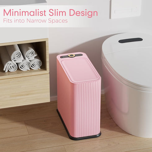 13 3.5 150 Counts Bathroom Trash Can with Lid Liter/ Gallon Pink Trash Can with Pop-Up Lid Bedroom Trash Can Small