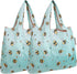 allydrew Foldable Tote Nylon Reusable Grocery Bag (Set of 2), Bumble Bees