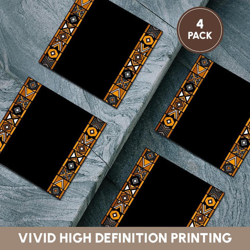 3dRose Set of 4 Ceramic Tile Coasters, Brown and Black African Pattern Inspired by Zulu Beadwork