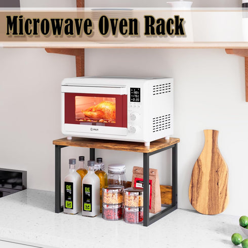MARTY Kitchen Countertop Organizer Cabinet Shelf, 17.3x12.6 Spice Racks for Microwave Oven Storage, Rustic Brown