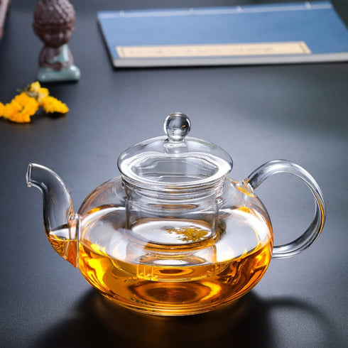 DOITOOL Glass Teapot with Infuser - Clear Tea Kettle for Stove Top, 250ML/8.5oz, Loose Tea Infuser for Home Office
