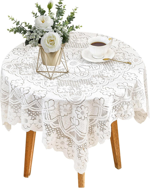 Foyods Square Lace Tablecloth 35 X 35 Inch, Off White Lace-Tablecloths & Small