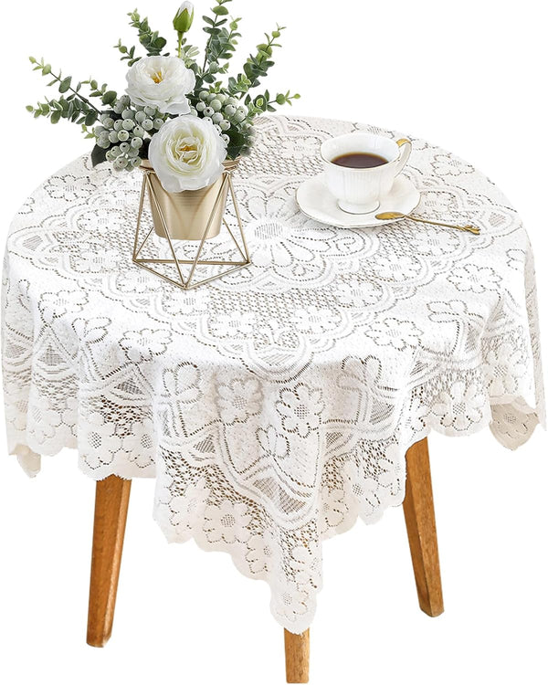 Foyods Square Lace Tablecloth 35 X 35 Inch, Off White Lace-Tablecloths & Small