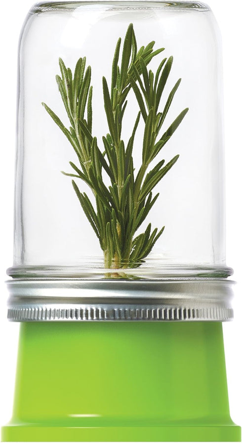 Jarware Green Herb Saver Lid for Wide Mouth Mason Jars