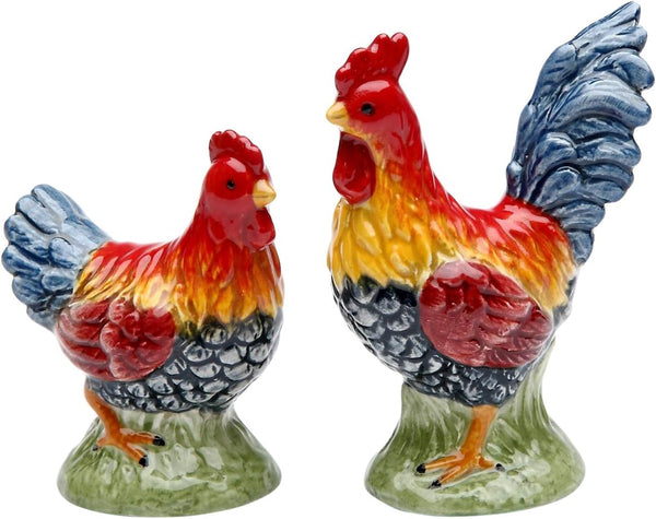 Appletree Design Barn Yard Rooster Salt and Pepper Set, 2-Inch and 2-1/2-Inch