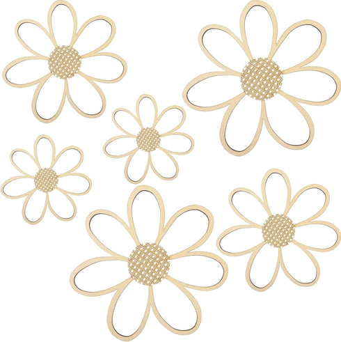 6 Thyle Pcs Daisy Wall Decor Wooden Daisy Wall Sculptures Art Flowers Signs Hanging Plaque for Home Nursery Bedroom
