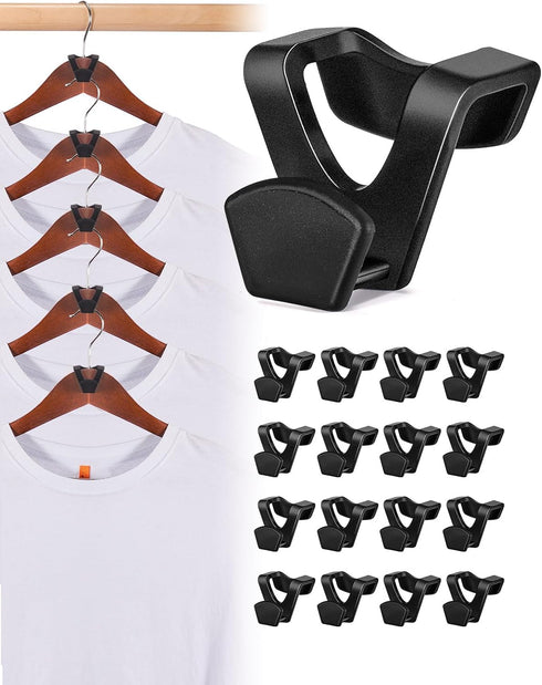 HOUSE DAY 60 Pack Space Saving Hanger Hooks, Black Heavy Duty Connector Hooks for Closet Organizers and Storage