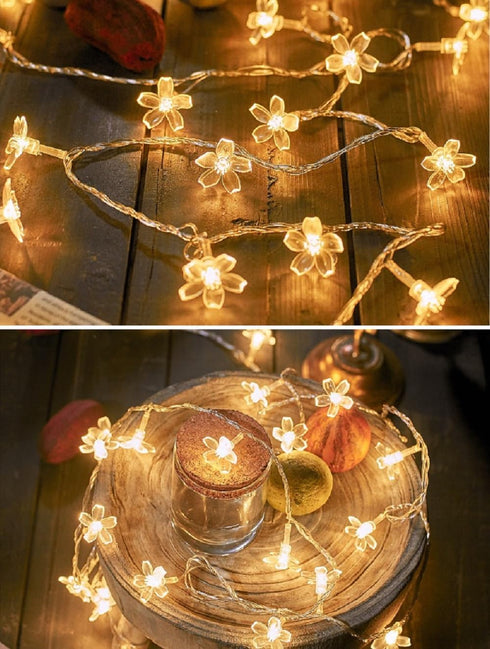 WFGGEH 20ft 40 Flower String Lights, LED USB Powered Cherry Blossom Fairy String Lights for Party Birthday Wedding
