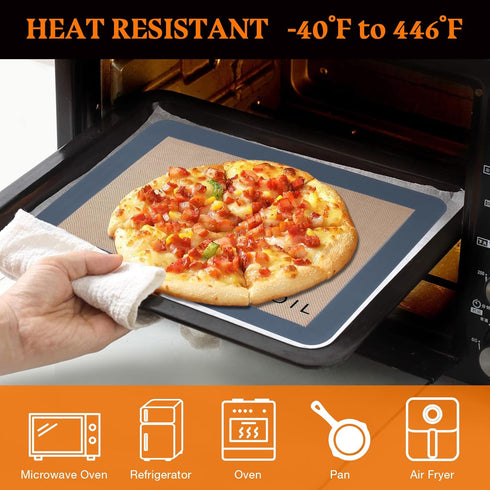 Silicone Baking Mat, Large Baking Sheets for Oven, 3 Pack, Reusable & Non Stick, Gray