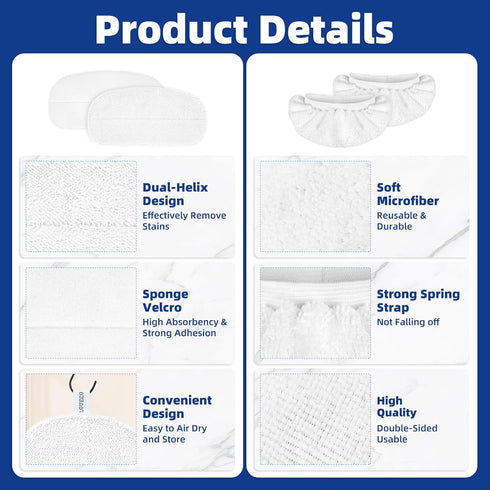 4 Pack 4 LOVECO Steam Mop Pads + Microfiber Small Cloths Compatible with KGHKGH & Sprobil & Rvwsx Steam Mop Steam