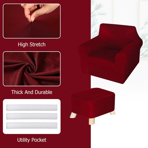 HunnmingRe Set Chair and Ottoman Covers Slipcover Armchair Cover T Cushion Chair Slipcover Milk Silk Sofa Furniture