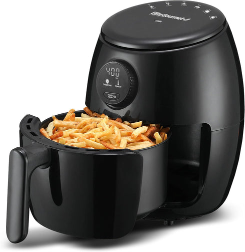 Elite Gourmet EAF-2612DX Personal 2.1Qt Compact Programmable Hot Air Fryer, Oil-Less Healthy Cooker, 1000W, Black