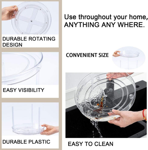 Non-Skid 3 Tier Lazy Susan for Kitchen, 360 Degree Rotating Spice Rack, Cabinet Organizer Turntable