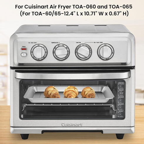 2 PCS Stainless Steel Baking Tray Pan, Compatible with Cuisinart Toaster Oven, Cookie & Bread Baking Sheet (12.4x10.06