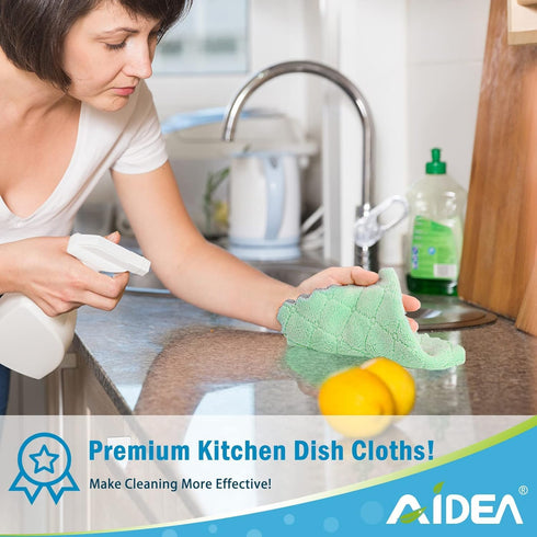 24 Pack 6.3" x10.4" AIDEA Kitchen Towels, Absorbent Coral Fleece Dish Towels, No Odor Reusable Dish Cloths, Microfiber