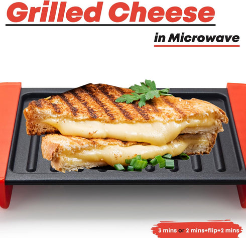 Maconee Microwave Sandwich Maker | Microwave Grill Cheese Maker | Fast Cooking and Dishwasher Safe (Orange)