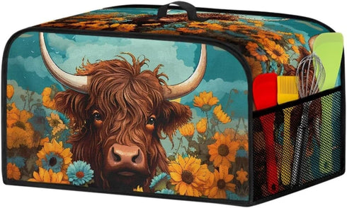 Highland Cow Slow Cooker Bags, Cattle Wildlife Dust Cover for Slow Cooker, Air Fryer Cover with Mesh Pockets