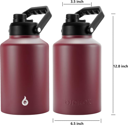 BJPKPK One Gallon (128 oz) Insulated Water Bottle, Dishwasher Safe Stainless Steel Thermos, BPA Free Jug, Brick Red