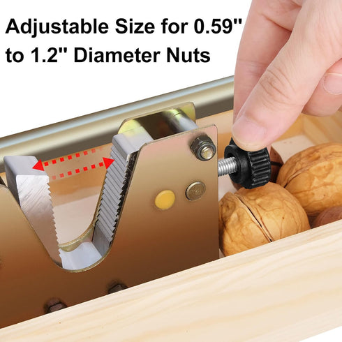 More-4 Nut Cracker Heavy Duty Walnut Cracker with Wooden Base Adjustable Nut Tongs Manual Nut Crackers for All Nuts Nut