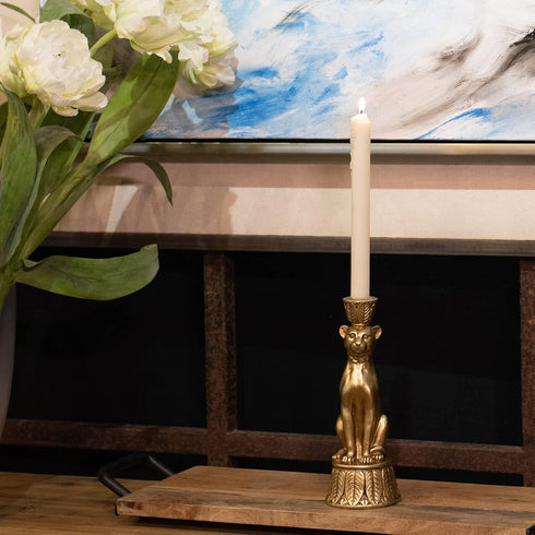 3.25 3.25 9.25 Inch Candle Stick Holder Table Decor - Leopard Resin Modern Golden Candlestick Holder Coffee Table Decor