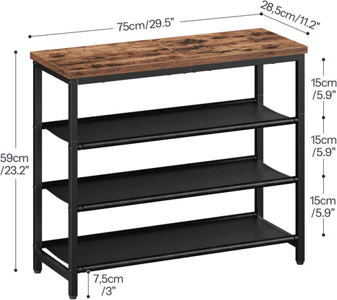 3 4-Tier Closet 9-12 BF94XJ01 HOOBRO Shoe Rack with PU Shelves, Shoe Storage Organizer for and Entryway, Holds Pairs