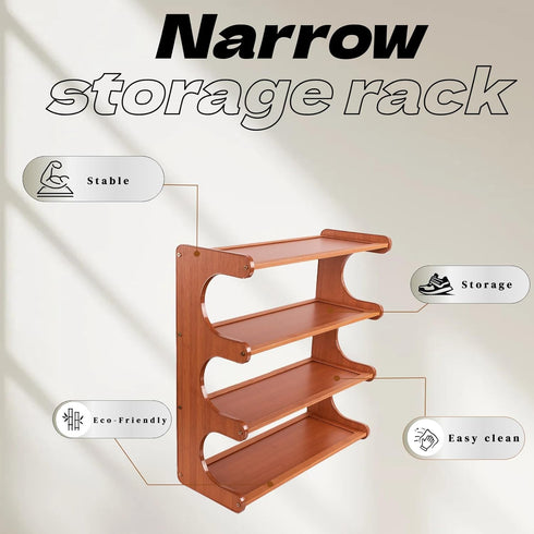Eloplzxe 4 Closet,Small Closet 18.897.4819.3inch Shoe Rack,Small Tier Shoe Organizer Storage Shelf,Bamboo Narrow Shoe
