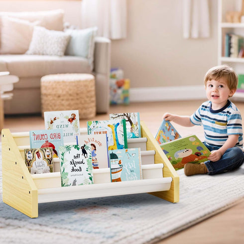 Dayacoco 4-Tier Kids Bookshelf,Montessori Style Book Shelf for Kids Rooms,Extra-Large Children's Bookshelf,Easy to