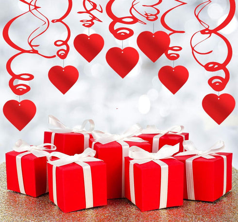 36PCS Heart Decorations, Hanging Swirls, Valentines Day Party Supplies, Ceiling Decor