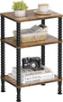 Side Table, Small End Table, 3-Tier Nightstand with Storage Shelves, Sofa Table