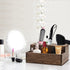 Rustic Wooden Hair Dryer Holder - Hair Tools Organizer with 3 Circular Holes and 1 Compartment for Bathroom Vanity