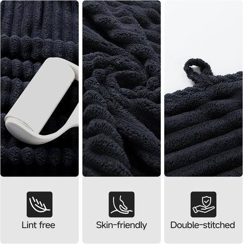 Set 8 8 2 2 2 2 REDKISS Black Bath Towels Piece - Microfiber Bathroom Towels of Large, Highly Absorbent Bath Towel