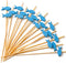 PuTwo 100 Counts Cocktail Toothpicks - Handmade Natural Bamboo Cocktail Sticks for Appetizers, Fruits, Dessert - Blue