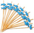PuTwo 100 Counts Cocktail Toothpicks - Handmade Natural Bamboo Cocktail Sticks for Appetizers, Fruits, Dessert - Blue