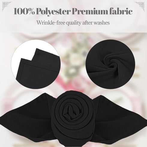 PLOYMONO Black Heavy Duty Polyester Napkins, 17 x 17 Inch Solid Washable Cloth Dinner Napkins (Set of 8)