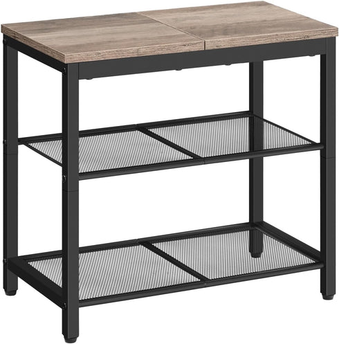 HOOBRO Shoe Bench, 3-Tier Shoe Rack, Industrial Shoe Organizer Storage Bench, 19.7