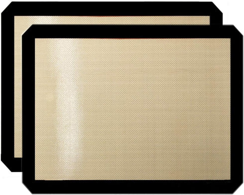 Premium Non-Stick Silicone Baking Mats, Set of 2 Quarter Sheet Toaster Oven Liners, Size 8.5" - 11.5"